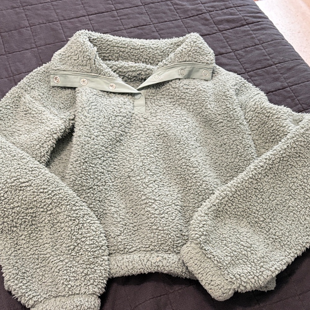 Cozy Sherpa Pullover in Teal